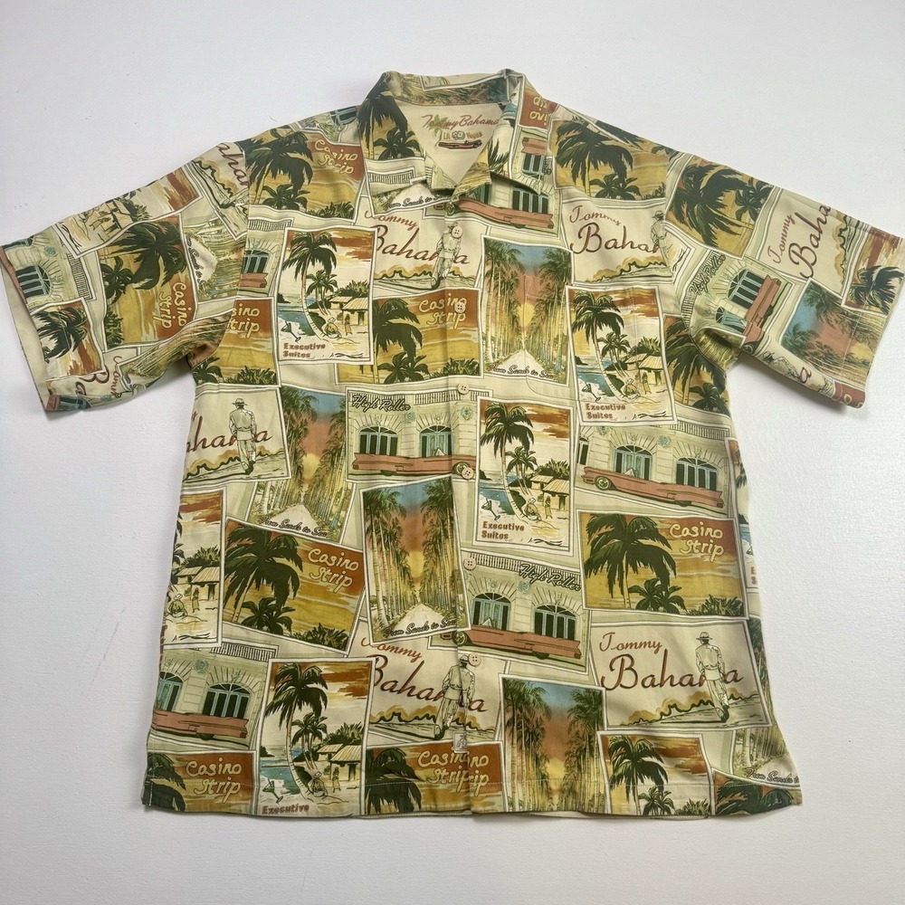 Tommy Bahamas X Las Vegas Strip Casino Button Down Size Large Silk Shirt